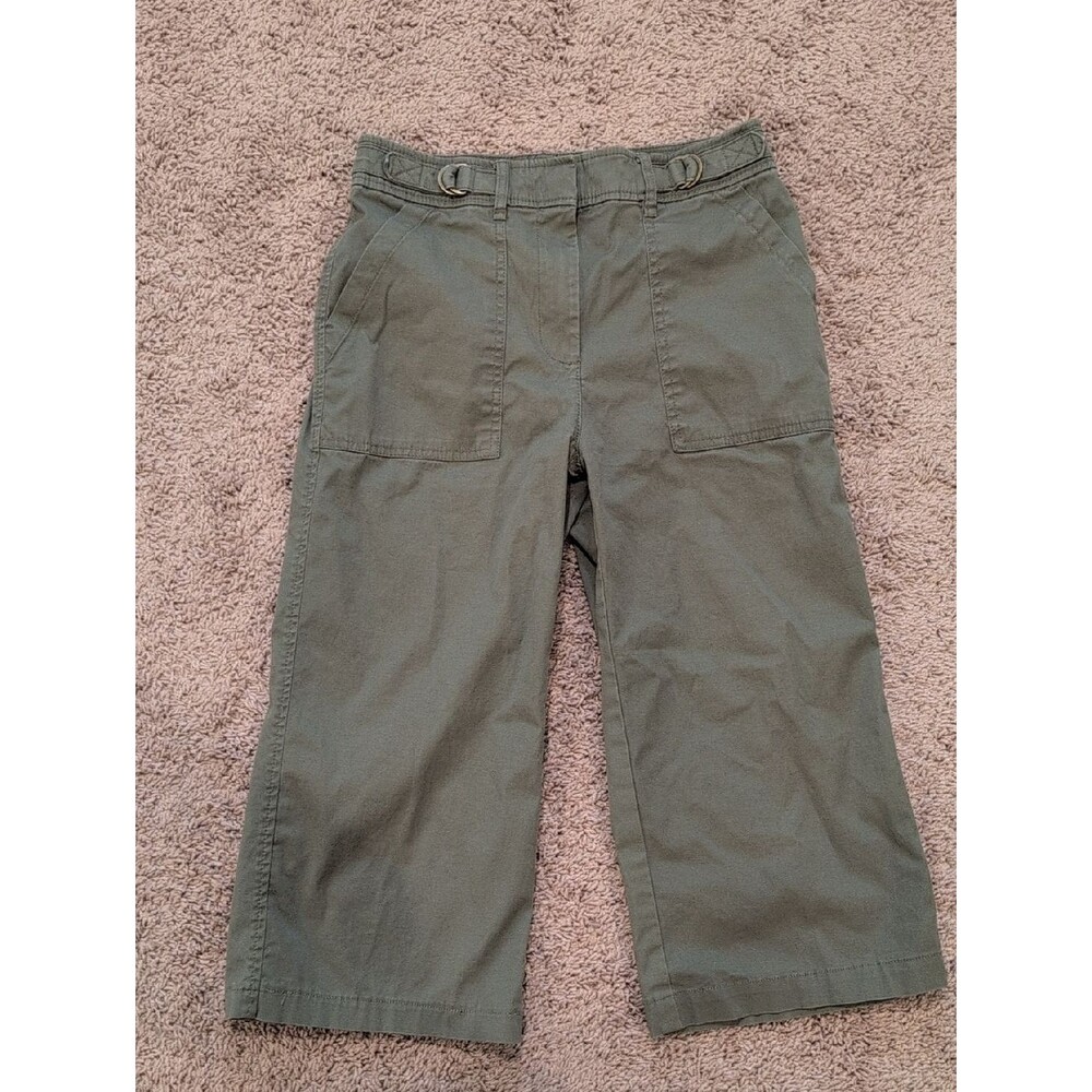 White House Black Market Wide Leg Crop Cargo Pants - Olive